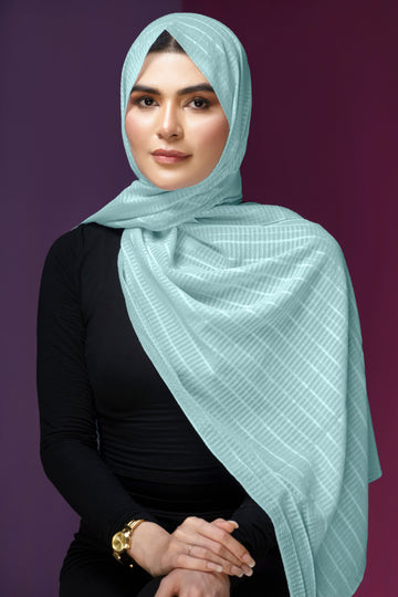 Self Design Chiffon - Aqua