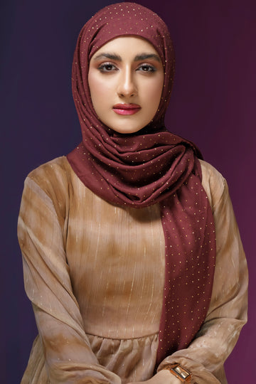 Gold Foil Lawn - Maroon