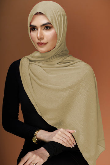 Crinkle Zari Chiffon - Aura Gold