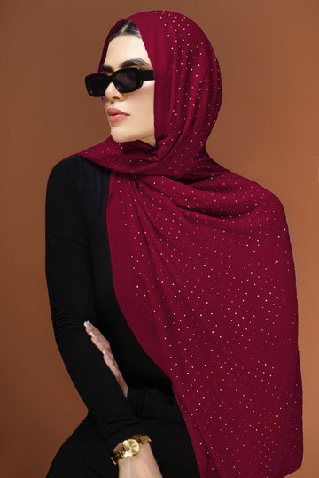 Gold Foil Lawn - Maroon