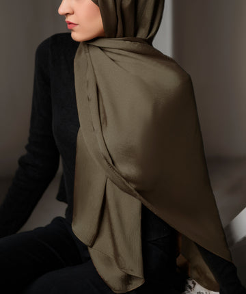 Crinkle Satin - Mud Brown