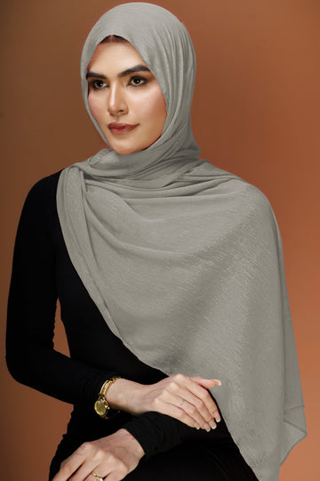 Crinkle Zari Chiffon - Sepia