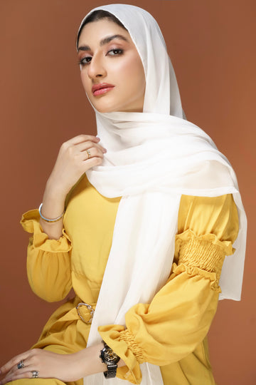 Crinkle Zari Chiffon - White