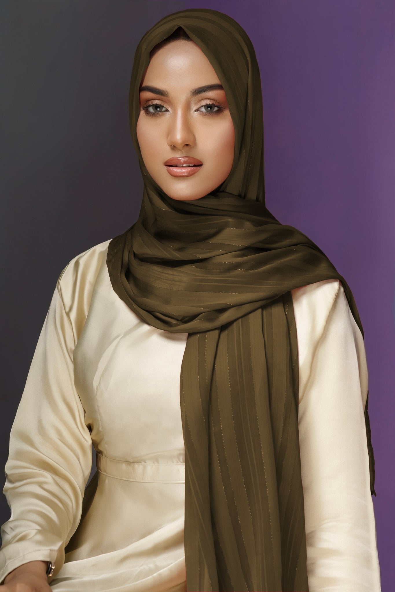 Zari Silk Lawn - Olive
