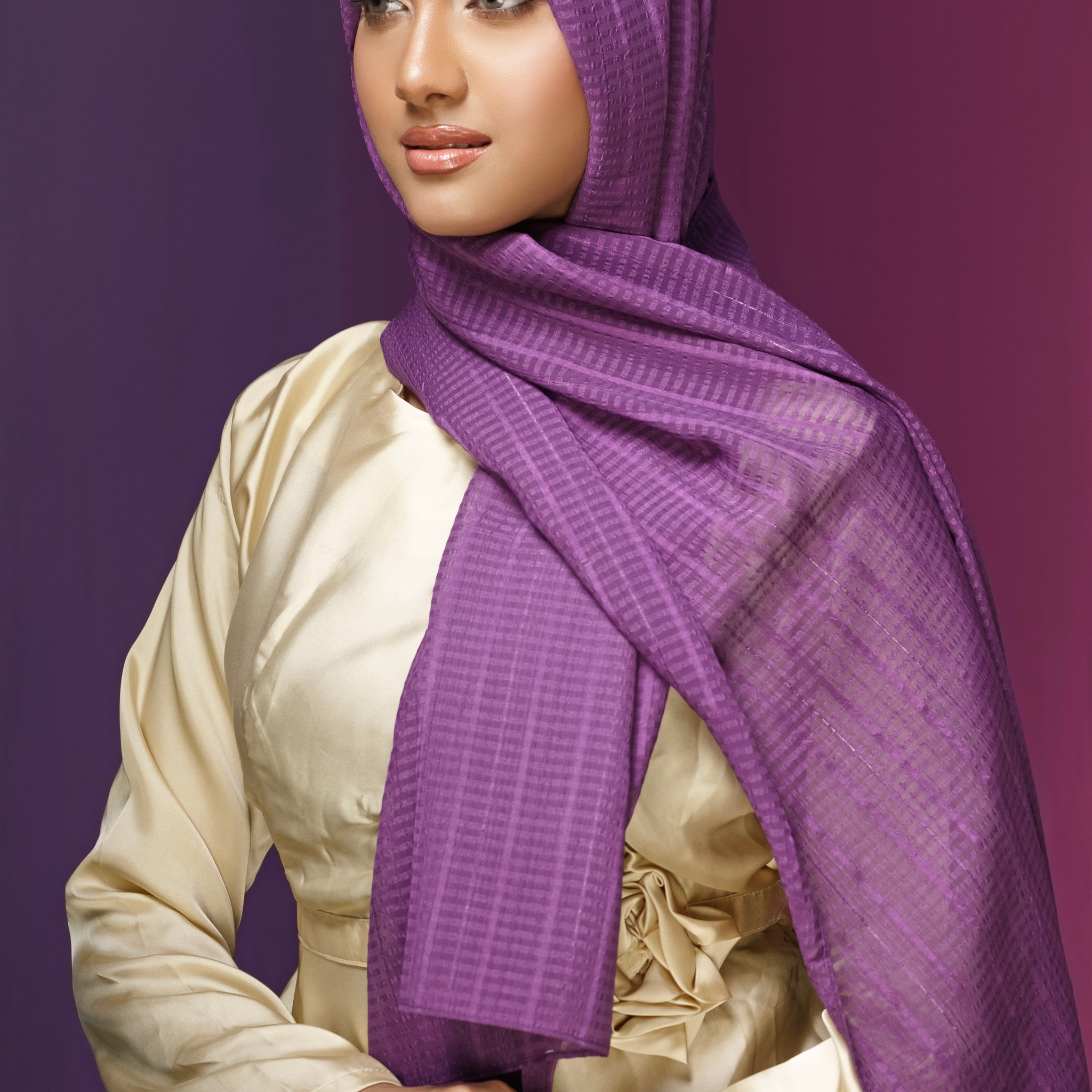 Self Design Chiffon - Purple
