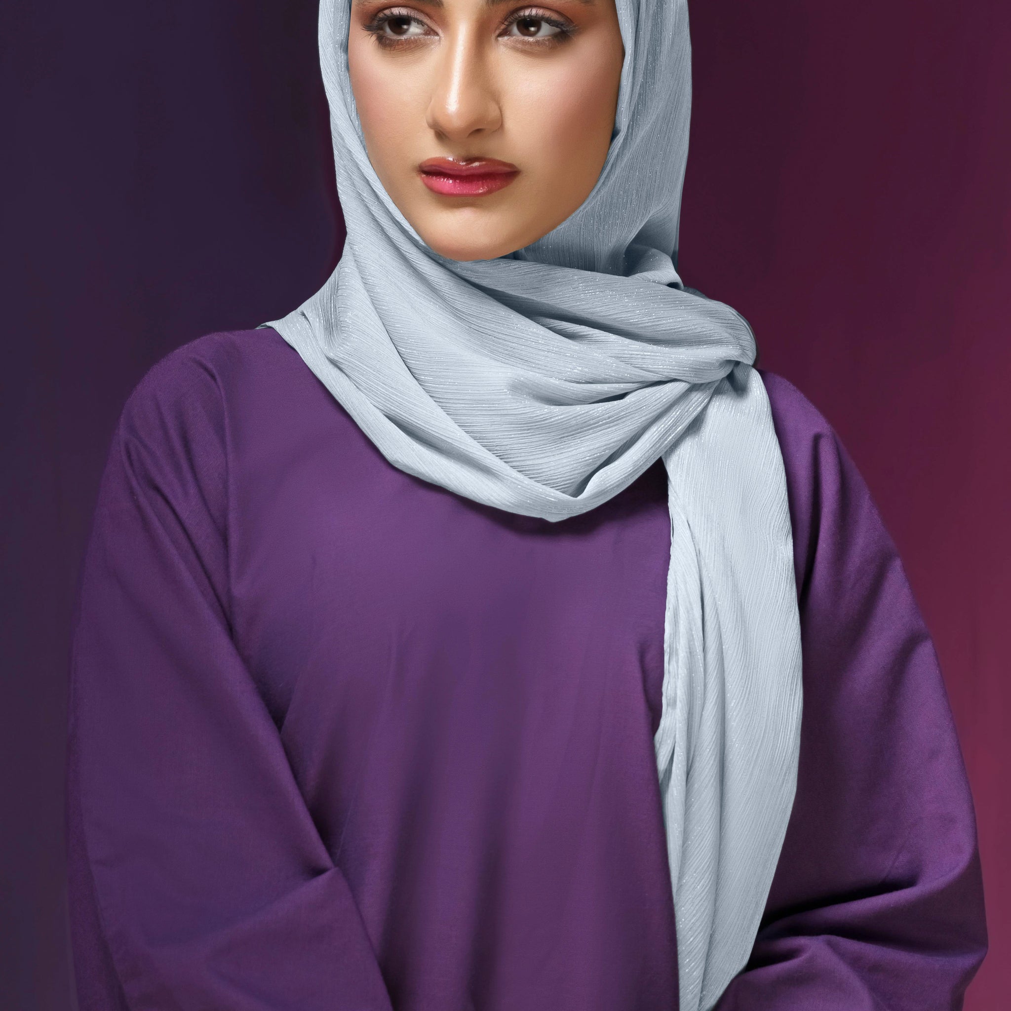 Crinkle Zari Chiffon - Sky
