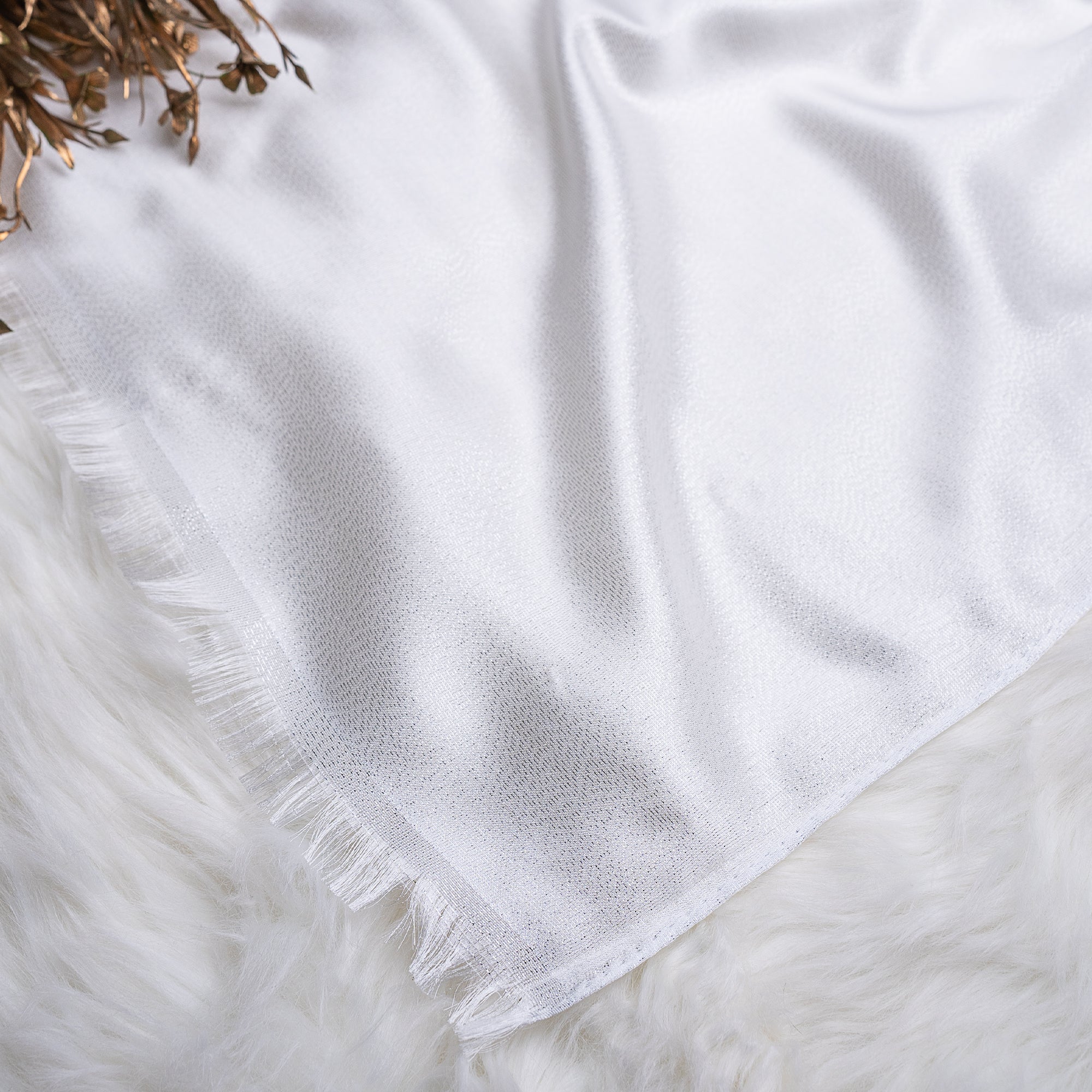 Woven Zari Lawn - White