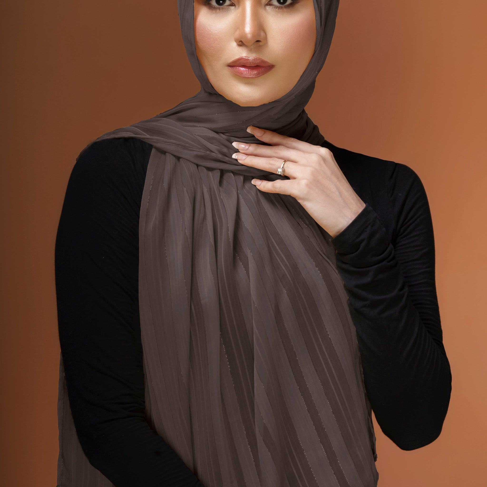 Zari Silk Lawn - Dark Brown
